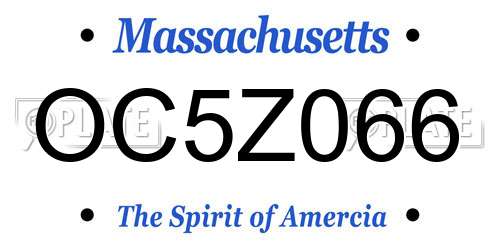 OC5Z066 Massachusetts License Plate