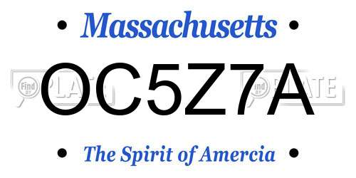 OC5Z7A Massachusetts License Plate