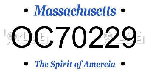 OC70229 Massachusetts License Plate