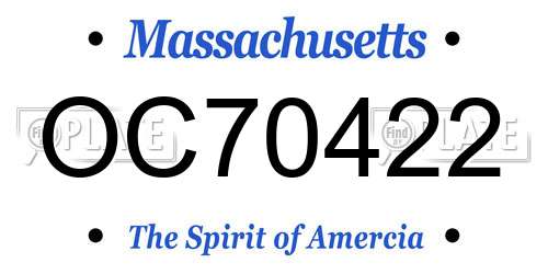 OC70422 Massachusetts License Plate