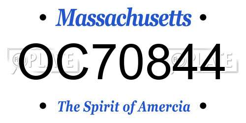 OC70844 Massachusetts License Plate