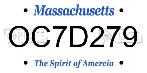 OC7D279 Massachusetts License Plate