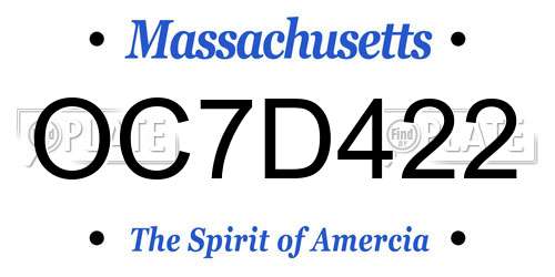 OC7D422 Massachusetts License Plate
