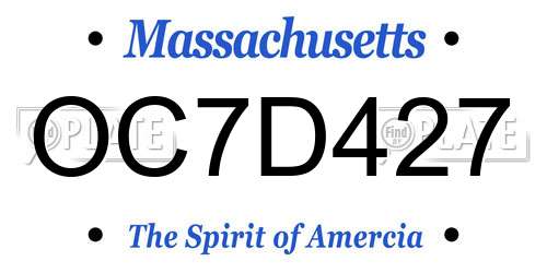 OC7D427 Massachusetts License Plate