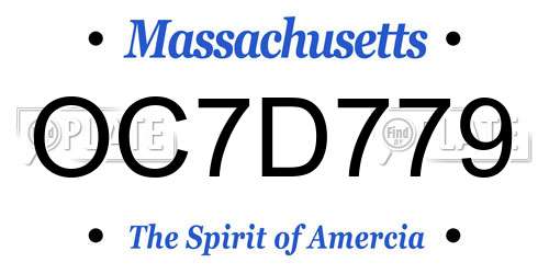 OC7D779 Massachusetts License Plate