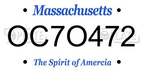 OC7O472 Massachusetts License Plate