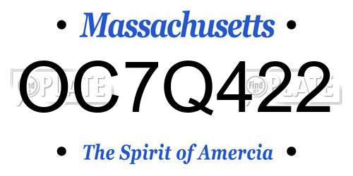 OC7Q422 Massachusetts License Plate
