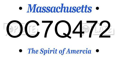 OC7Q472 Massachusetts License Plate