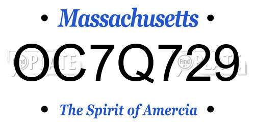 OC7Q729 Massachusetts License Plate