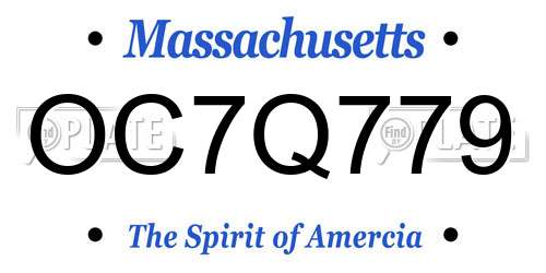 OC7Q779 Massachusetts License Plate