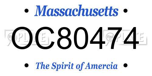 OC80474 Massachusetts License Plate