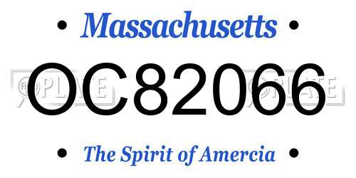 OC82066 Massachusetts License Plate