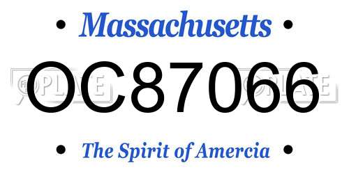 OC87066 Massachusetts License Plate