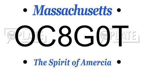 OC8G0T Massachusetts License Plate