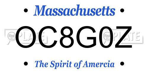OC8G0Z Massachusetts License Plate