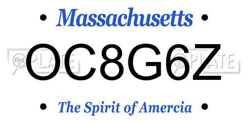 OC8G6Z Massachusetts License Plate