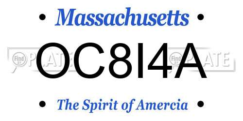 OC8I4A Massachusetts License Plate