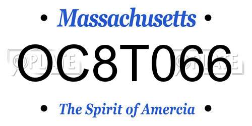 OC8T066 Massachusetts License Plate