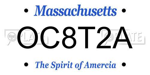 OC8T2A Massachusetts License Plate
