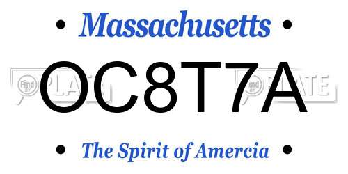 OC8T7A Massachusetts License Plate