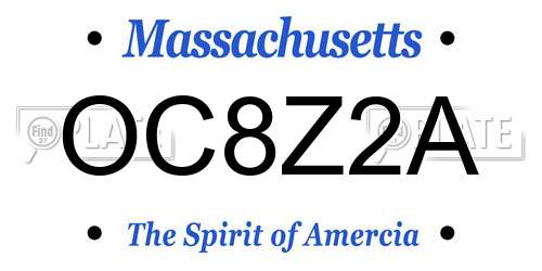 OC8Z2A Massachusetts License Plate