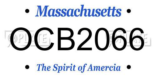 OCB2066 Massachusetts License Plate