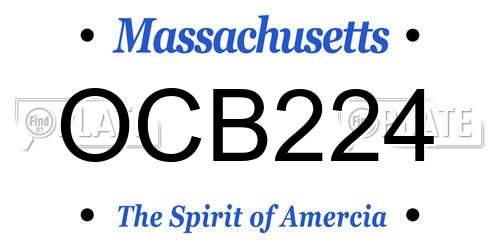 OCB224 Massachusetts License Plate