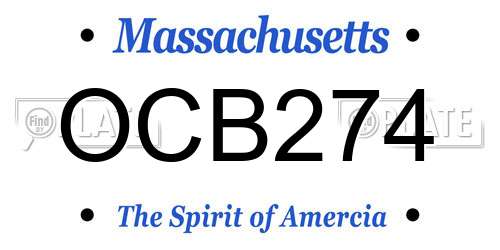 OCB274 Massachusetts License Plate