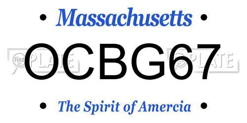 OCBG67 Massachusetts License Plate