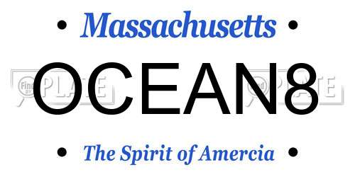 OCEAN8 Massachusetts License Plate