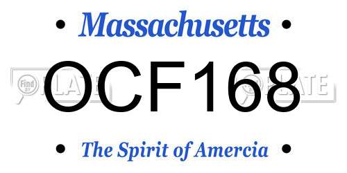 OCF168 Massachusetts License Plate
