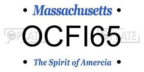 OCFI65 Massachusetts License Plate