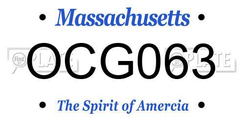 OCG063 Massachusetts License Plate