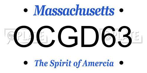 OCGD63 Massachusetts License Plate