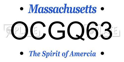 OCGQ63 Massachusetts License Plate