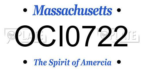 OCI0722 Massachusetts License Plate
