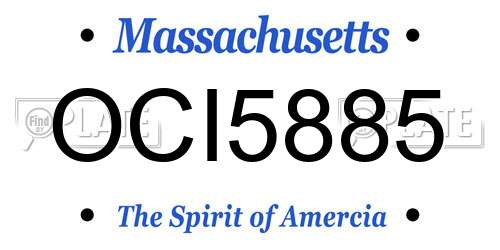 OCI5885 Massachusetts License Plate