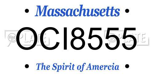 OCI8555 Massachusetts License Plate