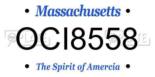 OCI8558 Massachusetts License Plate