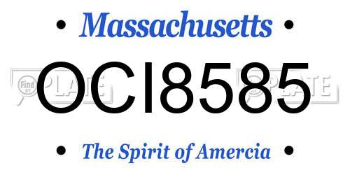 OCI8585 Massachusetts License Plate