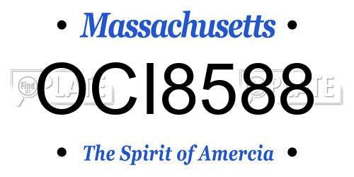 OCI8588 Massachusetts License Plate