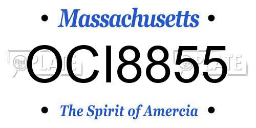 OCI8855 Massachusetts License Plate