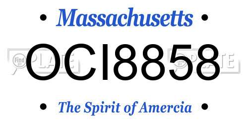 OCI8858 Massachusetts License Plate