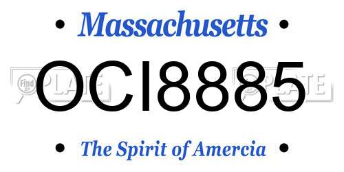 OCI8885 Massachusetts License Plate