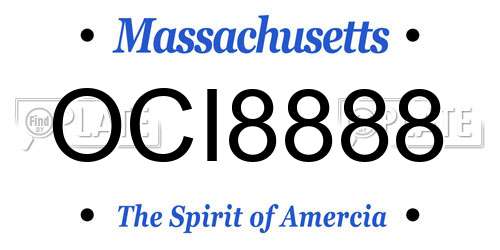 OCI8888 Massachusetts License Plate
