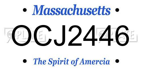 OCJ2446 Massachusetts License Plate