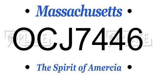 OCJ7446 Massachusetts License Plate
