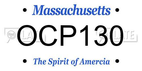 OCP130 Massachusetts License Plate