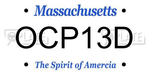 OCP13D Massachusetts License Plate