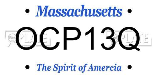 OCP13Q Massachusetts License Plate